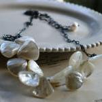 Flutter Necklace - Shell And Oxidized Sterling..